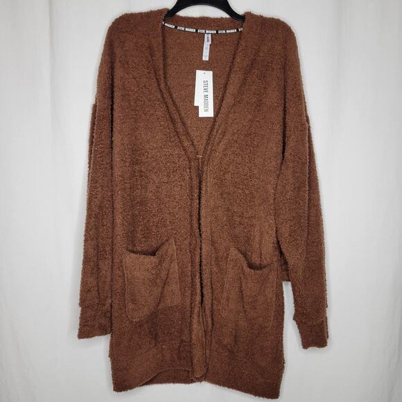 Steve Madden Women's Chenille Cardigan & Scrunchie Set Tiramisu NWT Size L - Picture 2 of 7